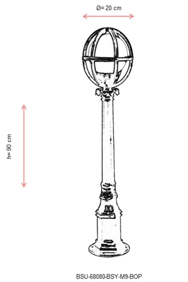 Bahçe Set Üstü Aydınlatma E27 12W 20cm ABS Siyah Dorbien-BSU-68080-BSY-M9-BOP