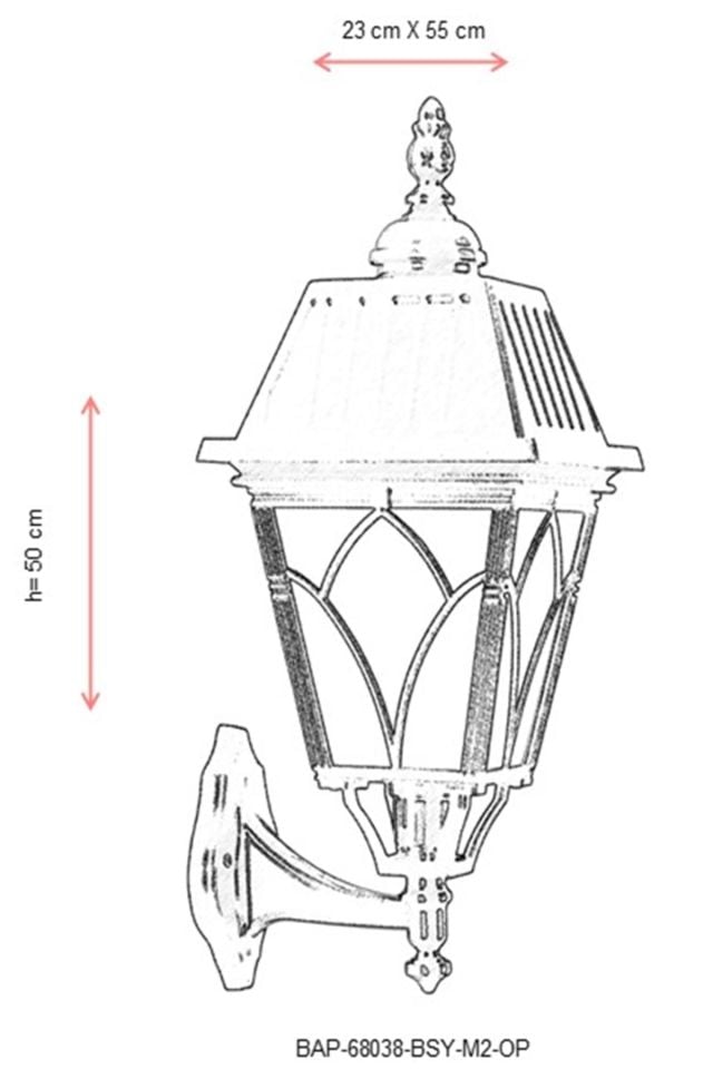 Bahçe Aplik E27 12W 23x55cm Alüminyum Siyah Dorbien-BAP-68038-BSY-M2-OP