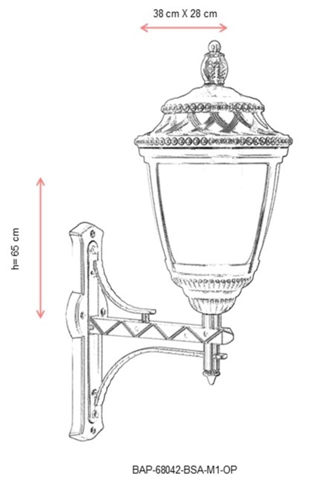 Bahçe Aplik E27 12W 38x28cm Alüminyum Sarı Dorbien-BAP-68042-BSA-M1-OP