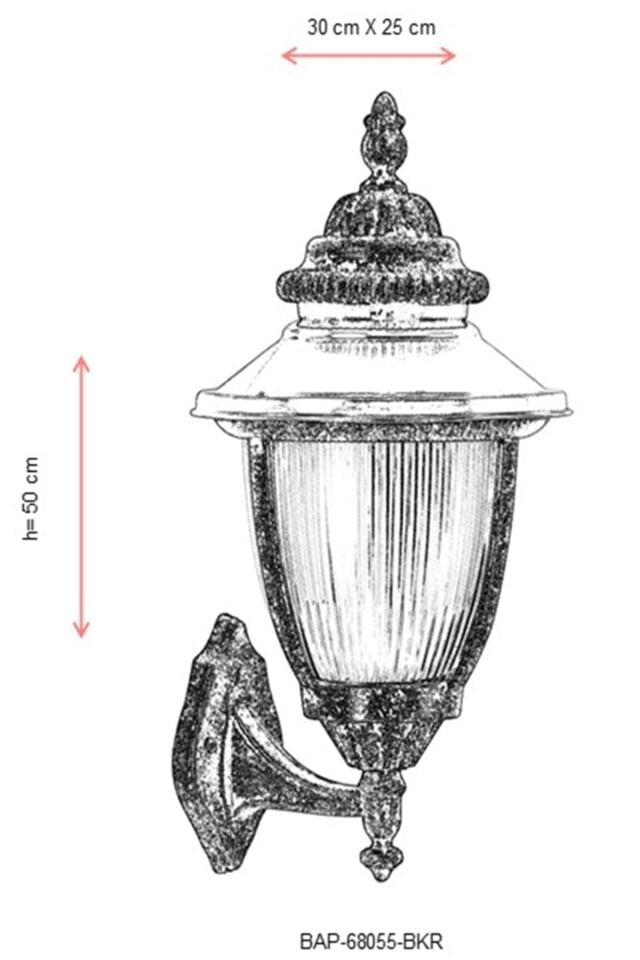 Bahçe Aplik E27 12W 30x25cm Alüminyum Kahverengi Dorbien-BAP-68055-BKR