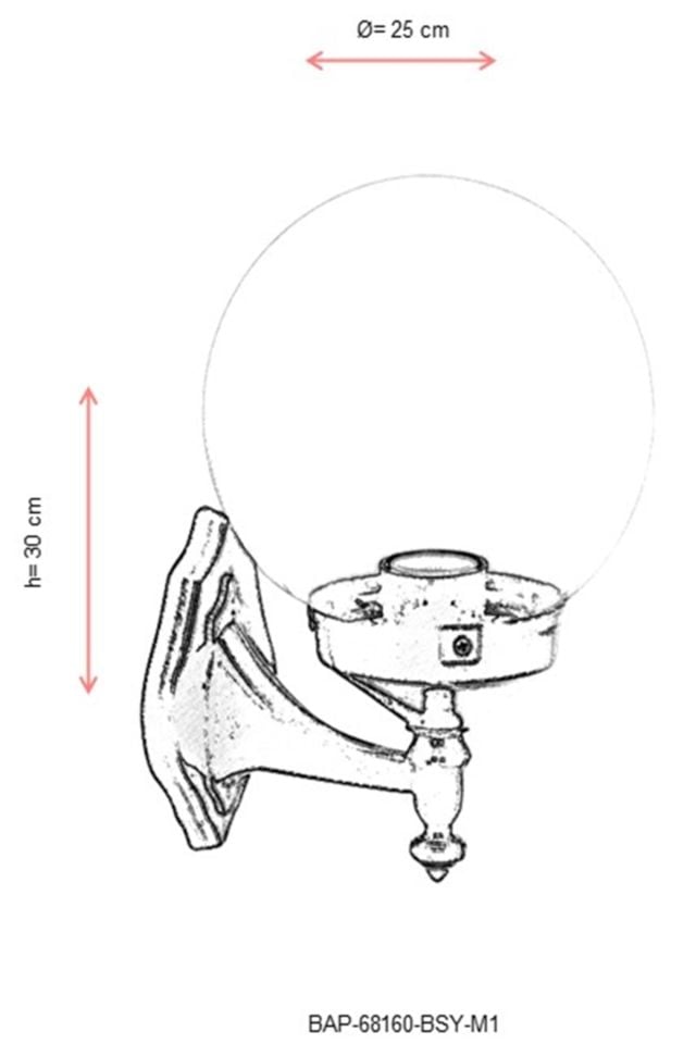 Bahçe Aplik E27 12W 25cm ABS Siyah Dorbien-BAP-68160-BSY-M1