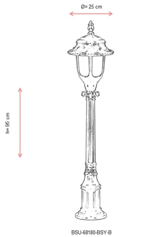 Bahçe Set Üstü Aydınlatma E27 12W 25cm ABS Siyah Dorbien-BSU-68180-BSY-B