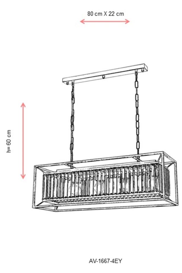 Arthur Modern Avize E27 48W 80x22cm Metal Eskitme Avonni-AV-1667-4EY