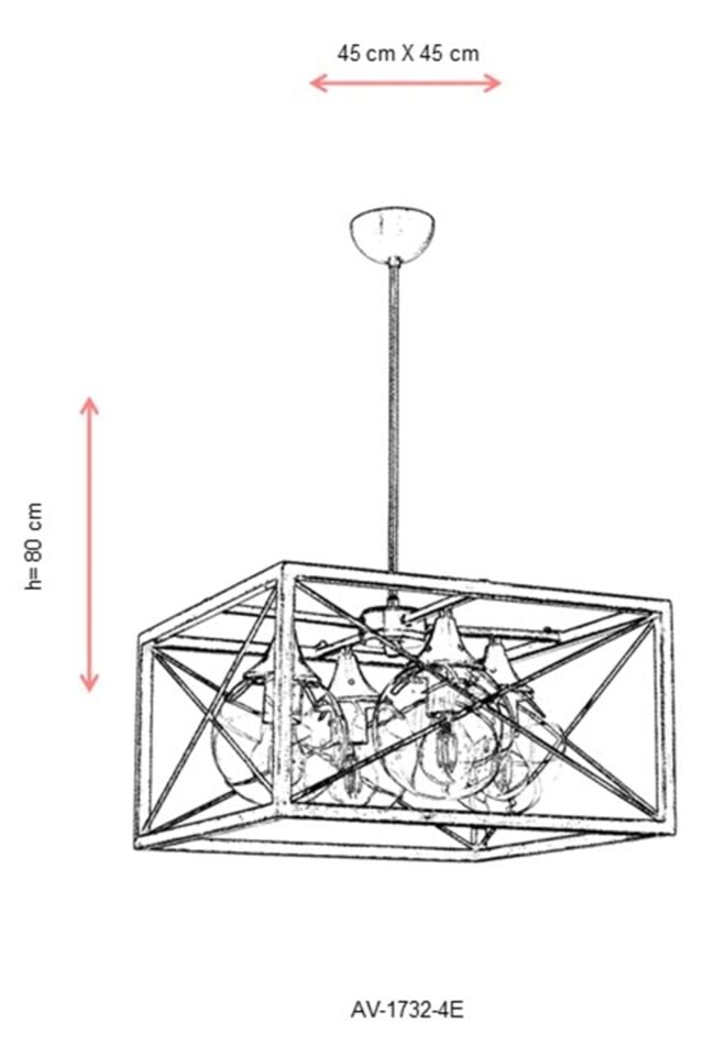 X Modern Avize E27 48W 45cm Metal Eskitme Avonni-AV-1732-4E