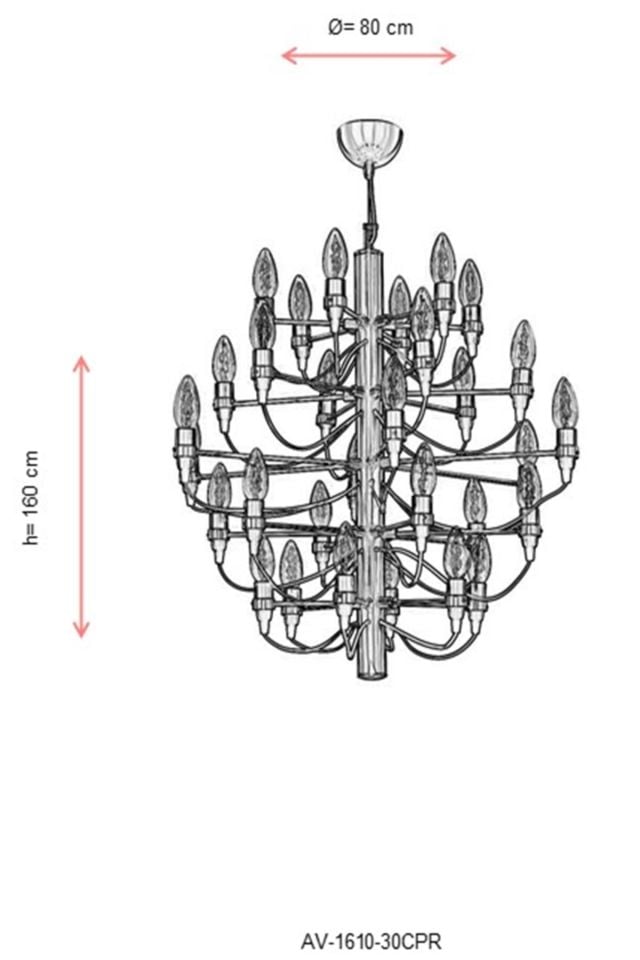 İrina Modern Avize E14 180W 80cm Metal Bakır Avonni-AV-1610-30CPR