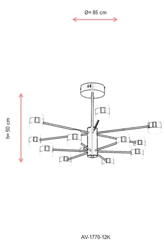 Roll Modern Avize LED 120W 85cm Metal Krom Avonni-AV-1770-12K