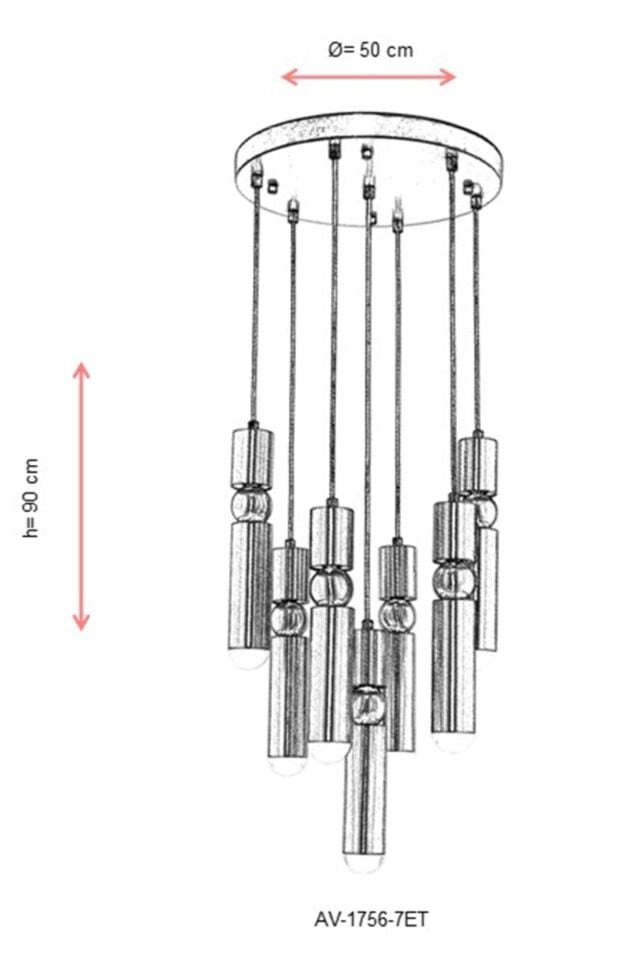 Spray Modern Avize LED 30W 50cm Metal Eskitme Avonni-AV-1756-7ET