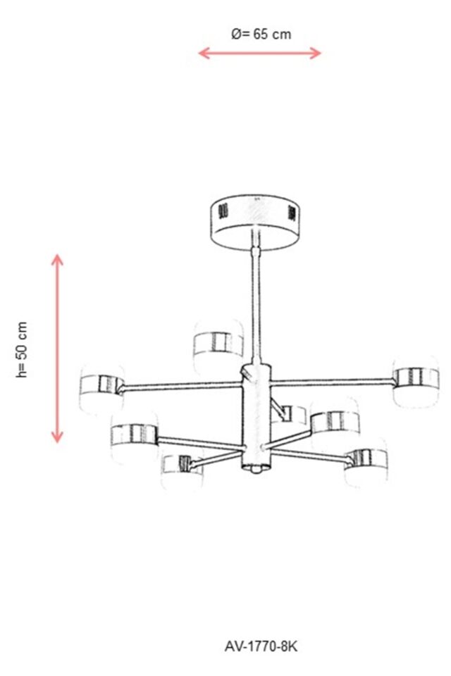 Roll Modern Avize LED 80W 65cm Metal Krom Avonni-AV-1770-8K