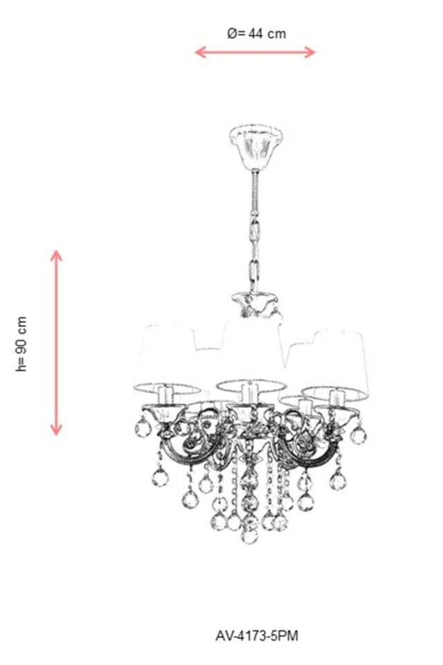 Salto Klasik Avize E14 30W 44cm Metal Pembe Avonni-AV-4173-5PM