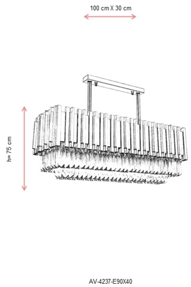 Zırh Modern Avize E14 90W 100x30cm Metal Eskitme Avonni-AV-4237-E90X40