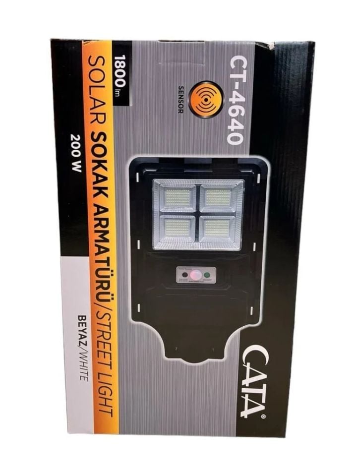 CATA 200w Solar Sokak Armatürü Beyaz Işık (Kumandalı)