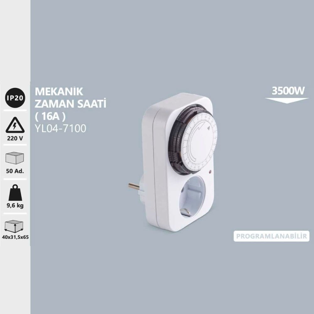 Noas 3500W Mekanik Zaman Saati 16A