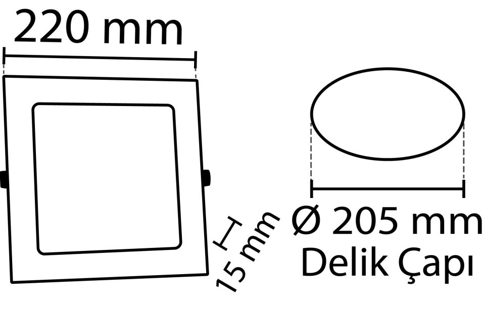 18W Sıva Altı  Kare Slim Panel Gün Işığı