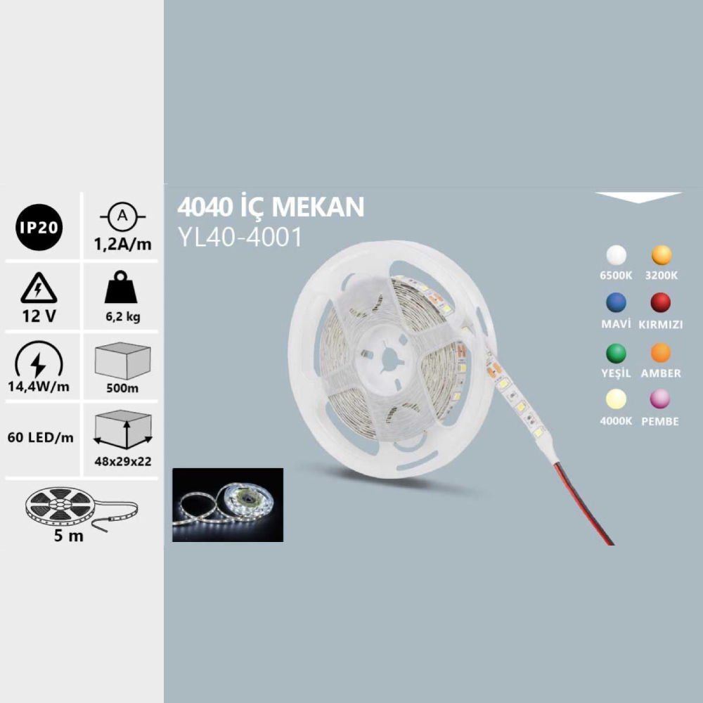 Noas 12V 4040 İç Mekan Şerit Led Gün Işığı