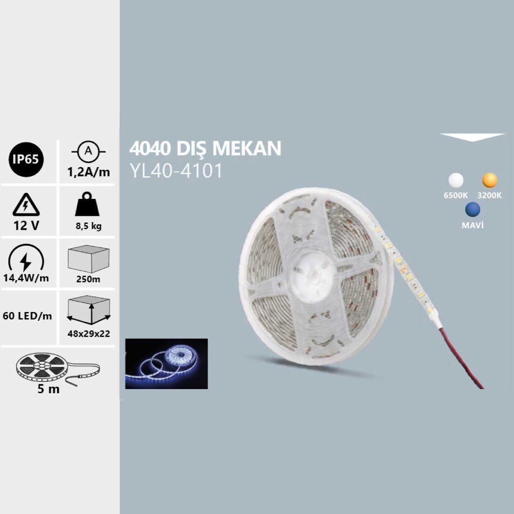 Noas 12V 4040 Dış Mekan Şerit Led Gün Işığı