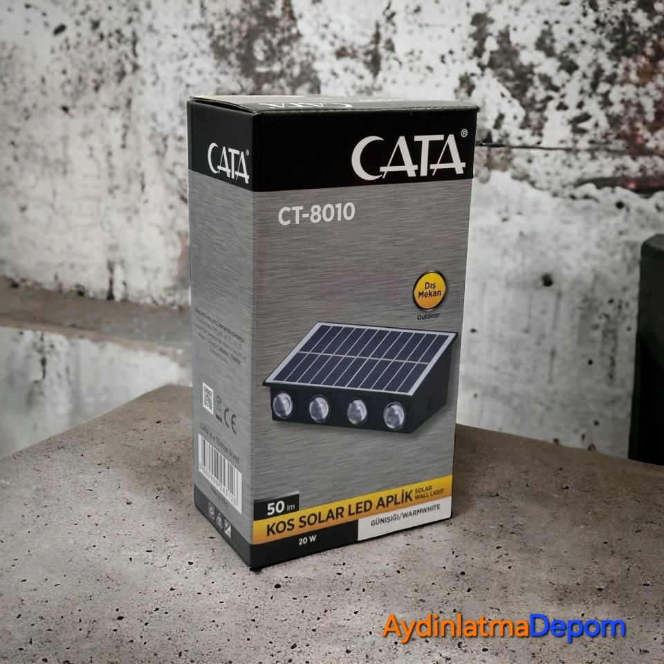 CATA 20W Kos Solar Led Aplik (Dış Mekan)(Günışığı)