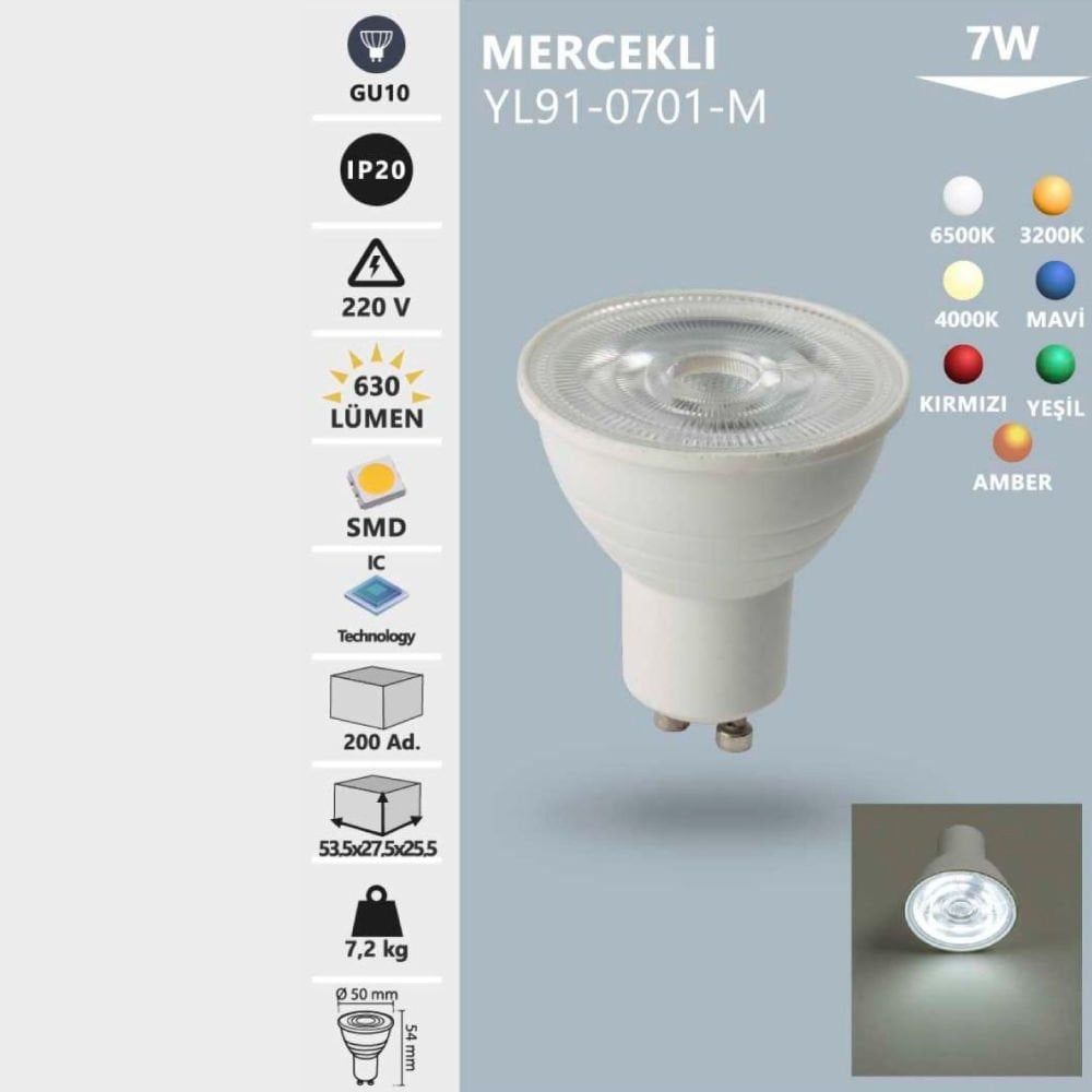 Noas 7W Gu10 Mercekli Led Çanak Ampul Yeşil Renk