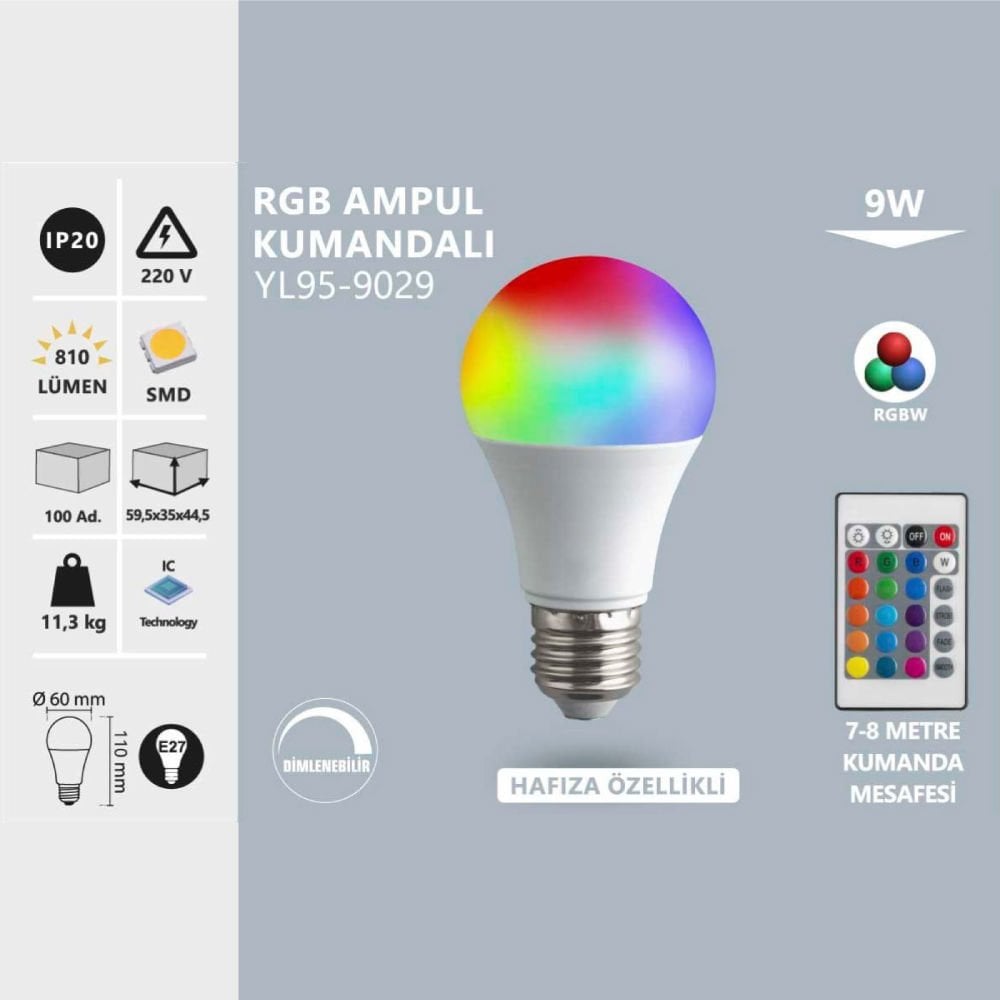 Noas 9 W Rgb Ampul Kumandalı