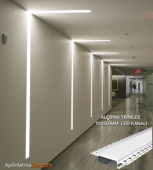 Alüminyum  Trimless Alçıpan 15X50 Sıva Altı Led Kanalı