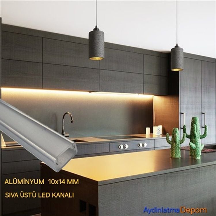 Alüminyum 10x14 MM Sıva Üstü Led Kanalı