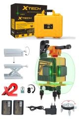 Yüksek Hassasiyetli x2 Çift Akülü Lazer Hizalama Makinesi 12 Çizgi Yeşil Lazer Işınlı Kumandalı Set