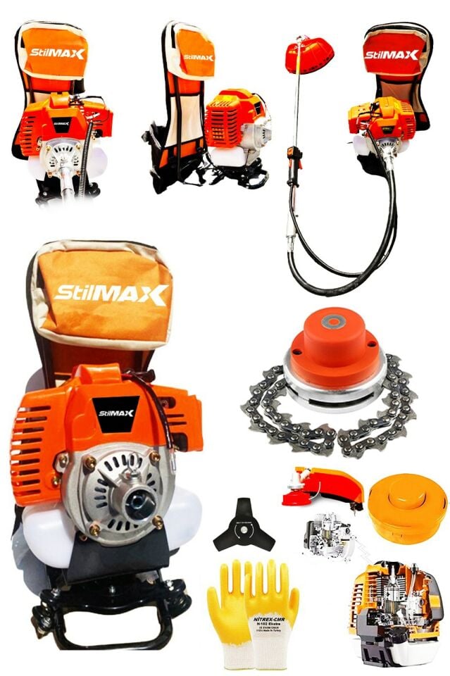 Stilmax SCB63HP Benzinli Sırt Tipi Tırpan + Canavar Başlık