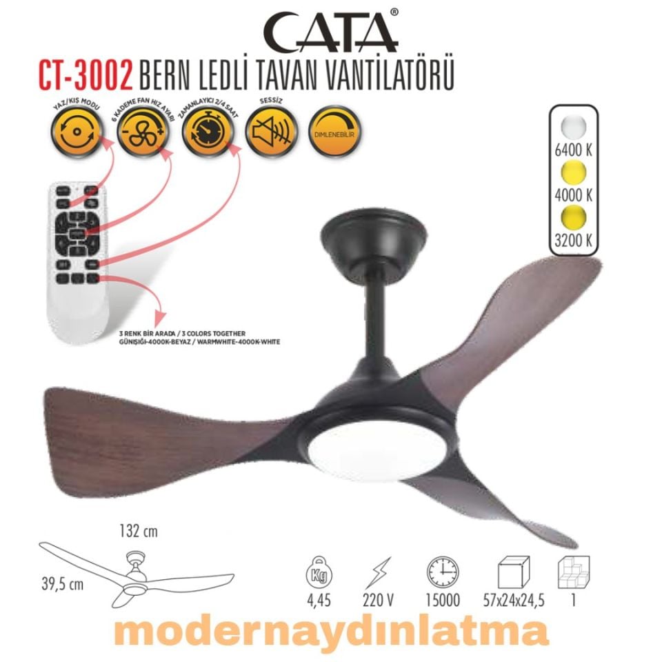 Cata CT-3002 Bern Ledli Tavan Vantilatörü