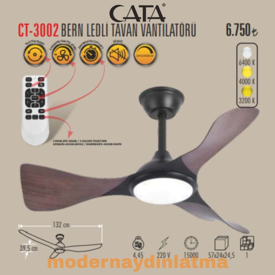 Cata CT-3002 Bern Ledli Tavan Vantilatörü
