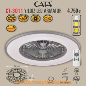 Cata CT-3011 Yıldız Led Işıklı Fanlı Tavan Vantilatör