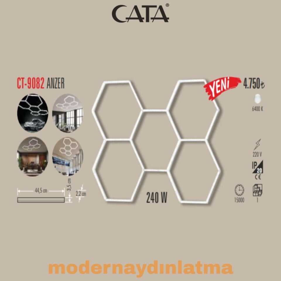 Cata CT-9082 Anzer 5 li Petek Tavan Lineer Aydınlatma Beyaz Işık