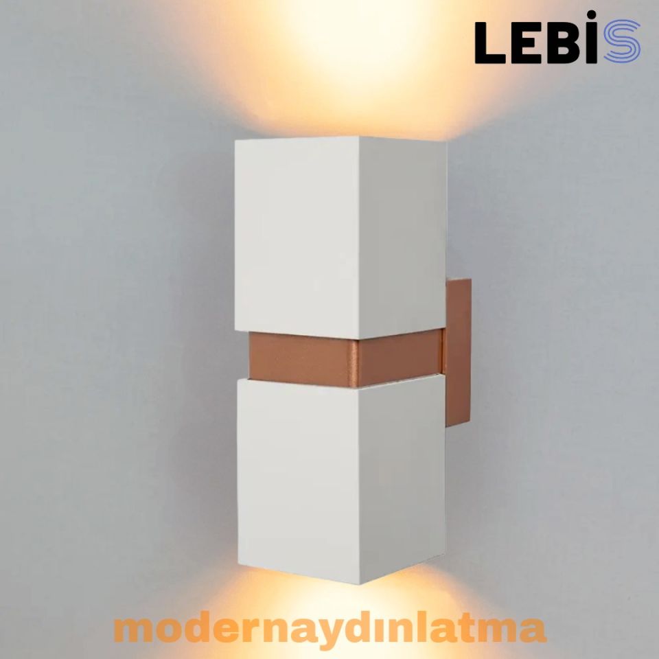 Lebis Beyaz Kasa Danzı Gu10 Duylu Aplik Bakır Kuşaklı
