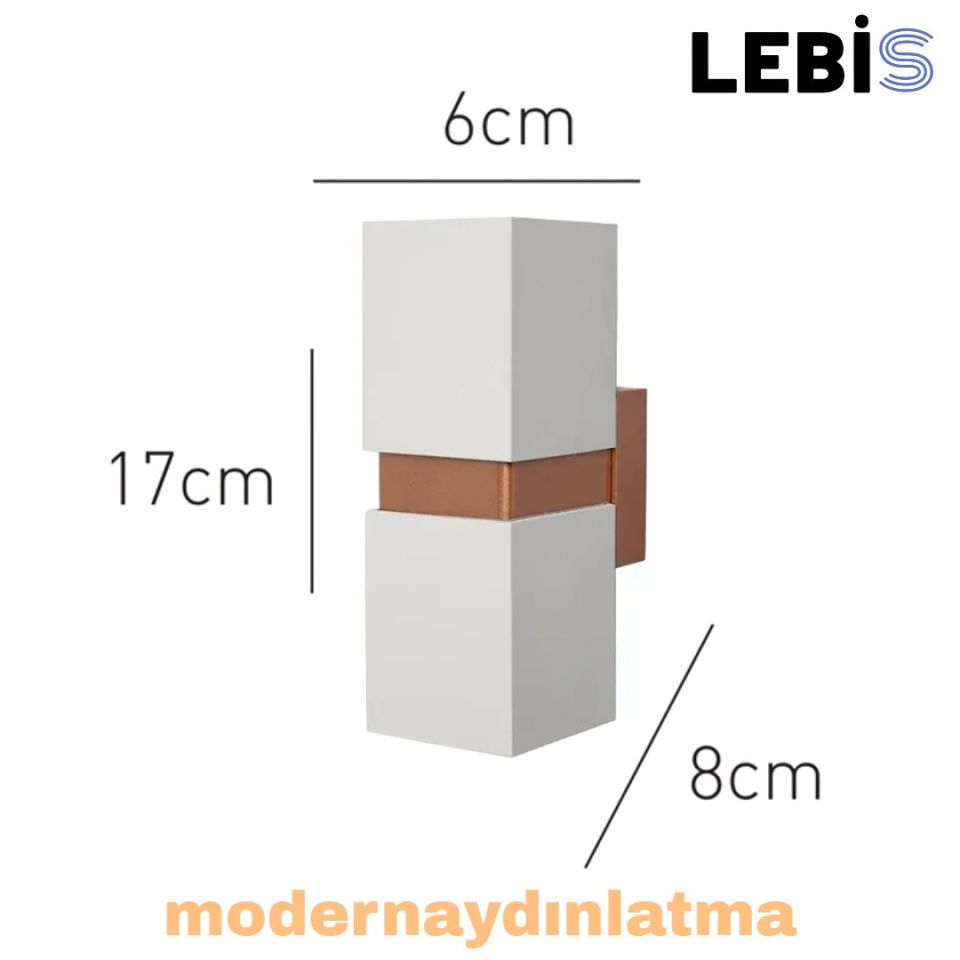 Lebis Beyaz Kasa Danzı Gu10 Duylu Aplik Bakır Kuşaklı
