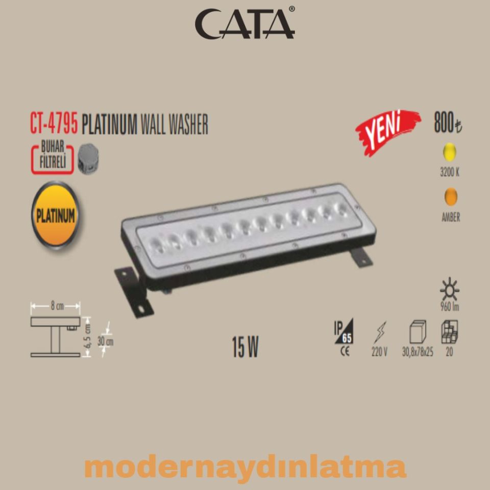 Cata CT-4795 Platinum 30 Cm Günışığı Wallwasher Duvar Aydınlatma