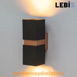 Lebis Siyah Kasa Danzı Gu10 Duylu Aplik Bakır Kuşaklı
