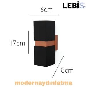 Lebis Siyah Kasa Danzı Gu10 Duylu Aplik Bakır Kuşaklı