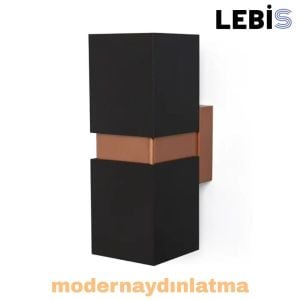 Lebis Siyah Kasa Danzı Gu10 Duylu Aplik Bakır Kuşaklı