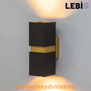 Lebis Siyah Kasa Danzı Gu10 Duylu Aplik Gold Kuşaklı