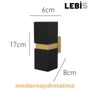 Lebis Siyah Kasa Danzı Gu10 Duylu Aplik Gold Kuşaklı