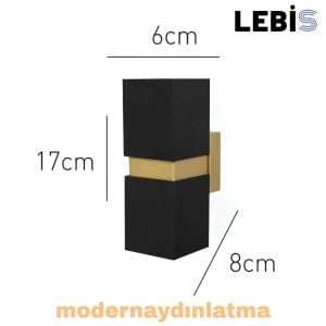 Lebis Siyah Kasa Danzı Gu10 Duylu Aplik Gold Kuşaklı