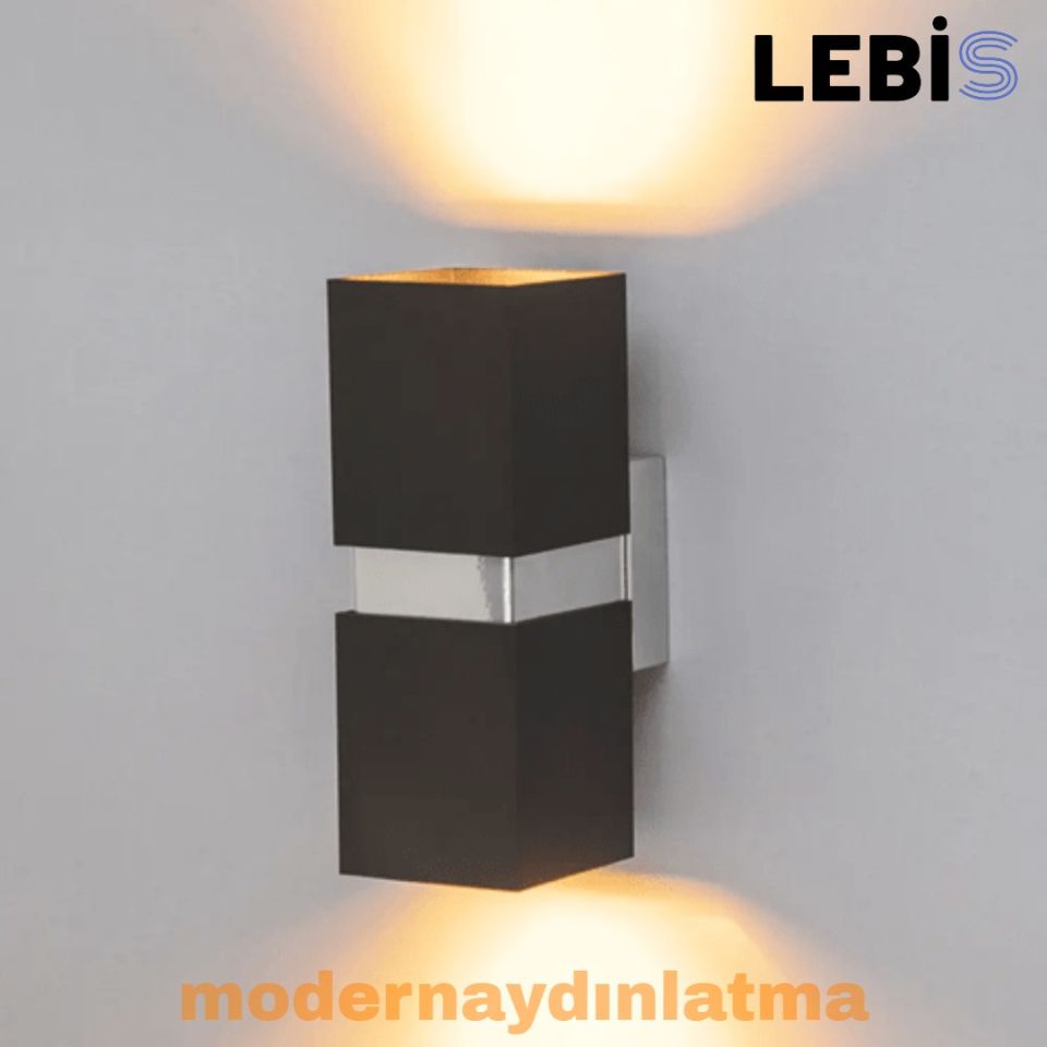 Lebis Siyah Kasa Danzı Gu10 Duylu Aplik Krom Kuşaklı