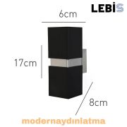 Lebis Siyah Kasa Danzı Gu10 Duylu Aplik Krom Kuşaklı