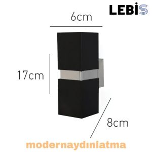 Lebis Siyah Kasa Danzı Gu10 Duylu Aplik Krom Kuşaklı