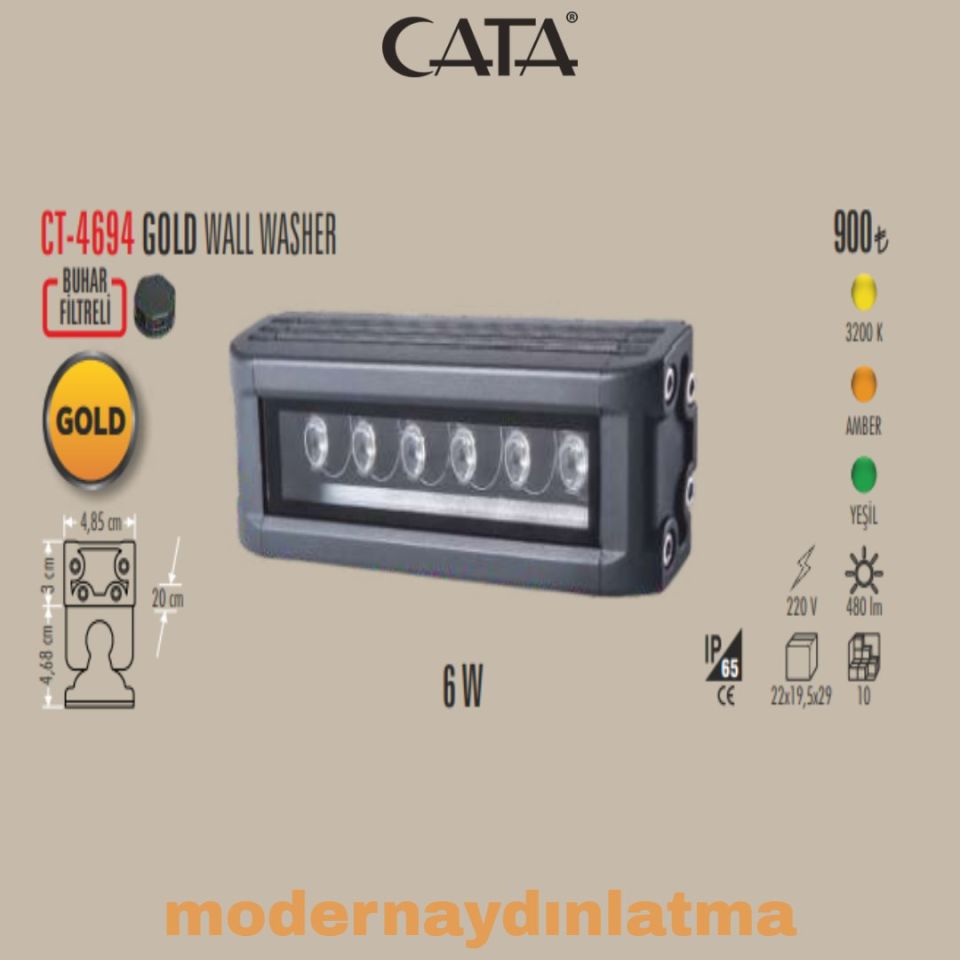 Cata CT-4694 20 Cm Günışığı Gold Wallwasher Duvar Aydınlatma