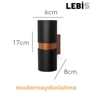 Lebis Siyah Kasa Kıraç Gu10 Duylu Aplik Bakır Kuşaklı