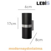 Lebis Siyah Kasa Kıraç Gu10 Duylu Aplik Krom Kuşaklı