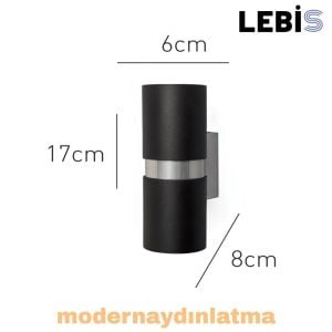 Lebis Siyah Kasa Kıraç Gu10 Duylu Aplik Krom Kuşaklı