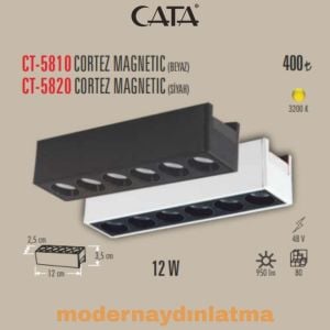 Cata CT-5820 12W Cortez Siyah Magnet Ray Spot Armatür