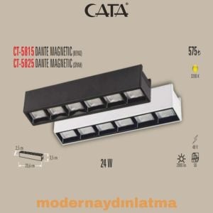Cata CT-5825 24W Dante Siyah Magnet Ray Spot Armatür