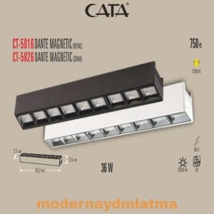 Cata CT-5826 36W Dante Siyah Magnet Ray Spot Armatür