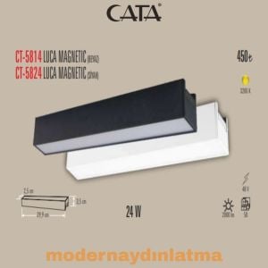 Cata CT-5824 24W Luca Siyah Magnet Ray Spot Armatür